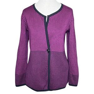 Pendleton Purple and Black Reversed Weave One Button Cardigan SizePS Oversized